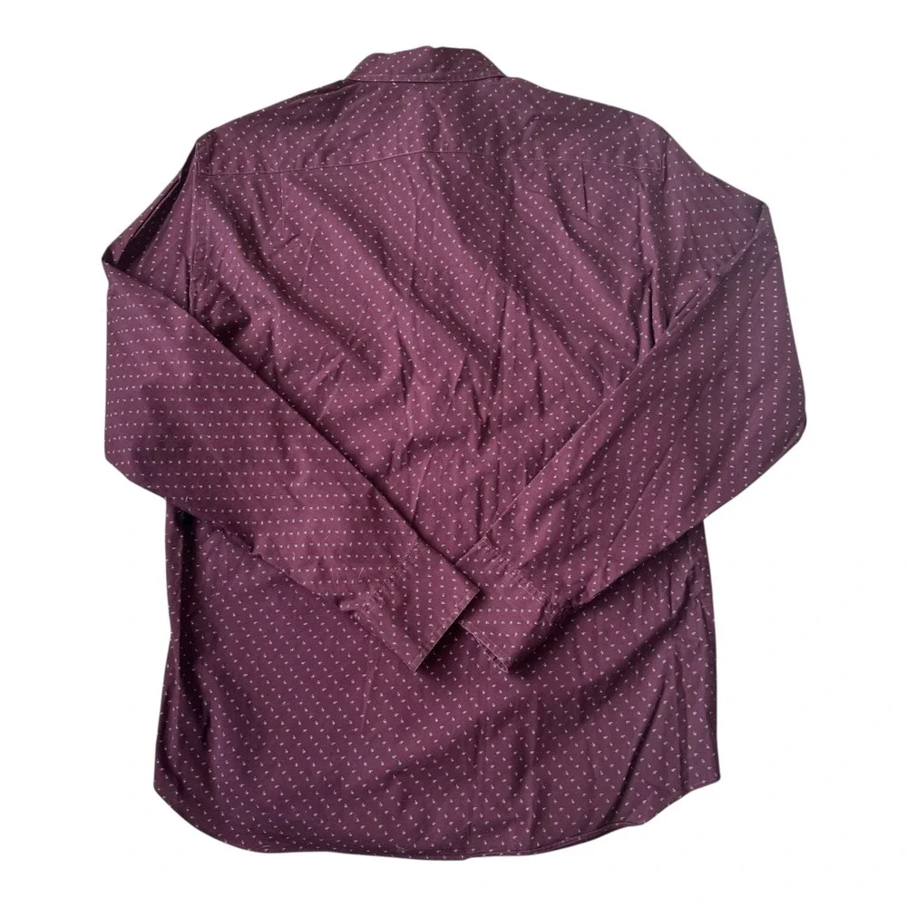 J.Crew Slim Men's Micro Paisley Shirt Maroon Burgundy Cotton Button‎ Down M